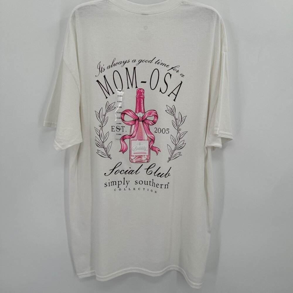 Simply Southern Short Sleeve T-Shirt sz XL White Mom-osa Tee NWT